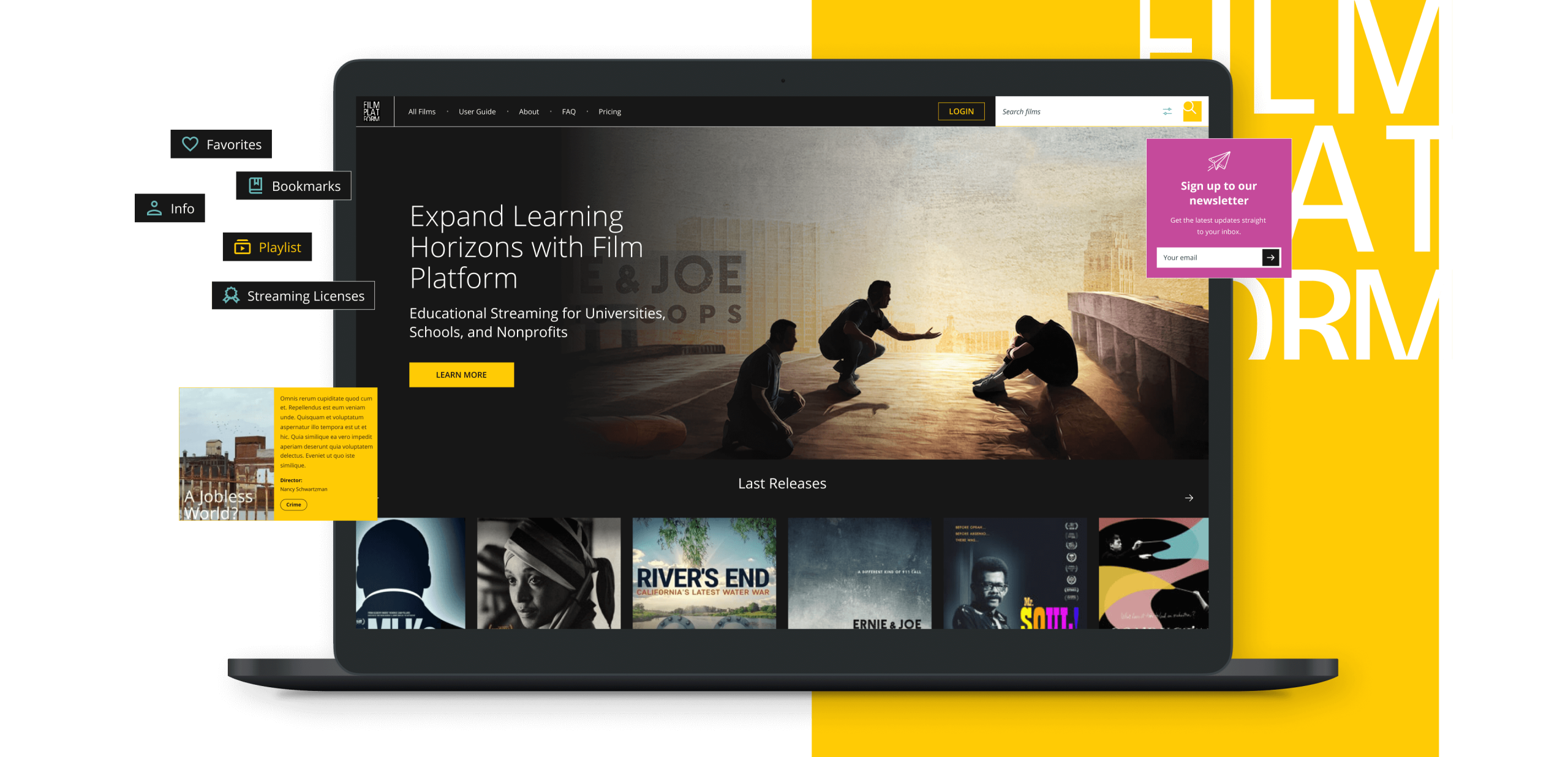 film platform hero banner website design